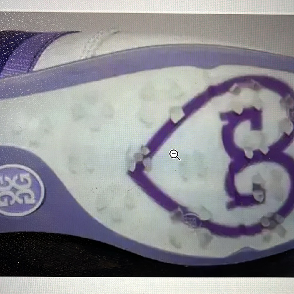 G/Fore Grosgrain Brogue Gallivanter Golf Ivory purple ladies shoes size 7,5 - Picture 5 of 11